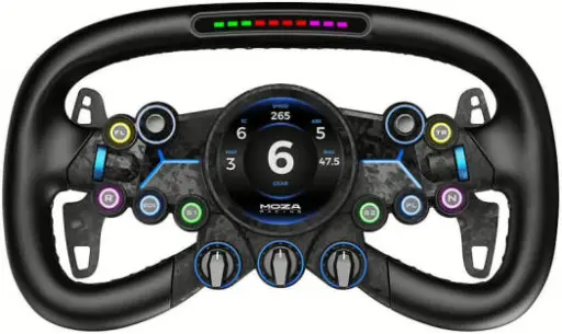 MOZA Vision GS Steering Wheel – GT Style Sim Racing Wheel with 2.85” Touchscreen, RGB LEDs, Magnetic Dual Clutch Paddles, 72 Programmable Inputs, Carbon Fiber & Aluminum Build – PC & MOZA Base Compatible