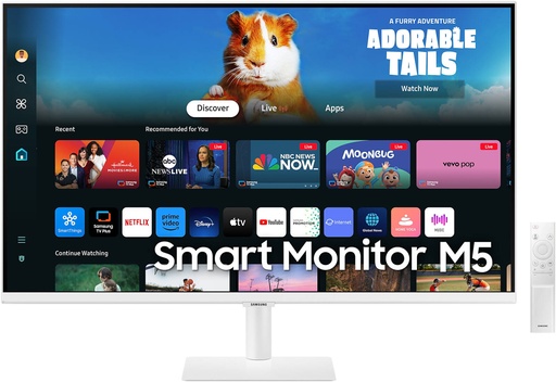[LS27DM501EMXUE] Samsung 27 inch M5 M50D Smart Monitor, FHD, 60Hz Refresh Rate, 4ms (GtG) Response Time, Wi-Fi & Bluetooth Connectivity, Built-In Speakers, HDR10, 1B Color Support | LS27DM501EMXUE