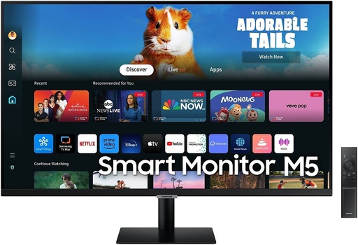 [LS32DM500EMXUE] Samsung 32" Smart Monitor M5, VA Panel, Full HD (1920x1080) Resolution, HDR10, 60Hz Refresh Rate, 4ms Response Time, Smart TV Apps, HDMI / USB, Black | LS32DM500EMXUE