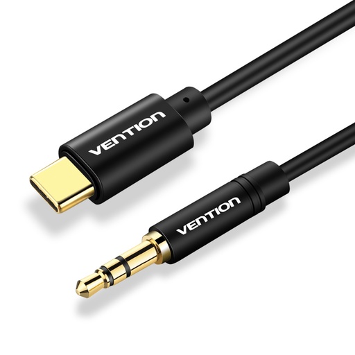 [BGABF] VENTION Type-C to 3.5mm Male Spring Audio Cable 1M Black Metal Type Model # BGABF