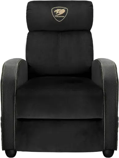 [3MRAEGLB.0001] Cougar Ranger Elite Gold Gaming Recliner Sofa – Black & Gold, Breathable Velvet, Adjustable Backrest & Footrest, Side Pocket Storage, Supports up to 135kg | 3MRAEGLB.0001