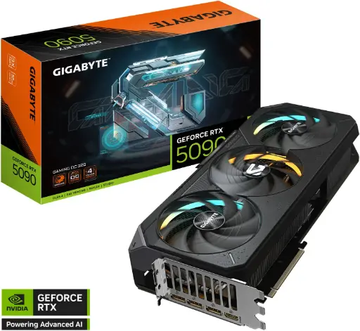 [GV-N5090GAMING OC-32GD] GIGABYTE GeForce RTX 5090 GAMING OC 32G – 32 GB GDDR7, 512-bit 28 Gb/s, NVIDIA Blackwell, DLSS 4, WINDFORCE Cooling, Dual BIOS, Metal Backplate, PCIe 5.0, 4-Display Support