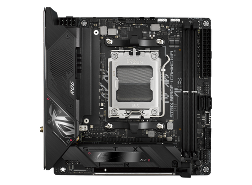 [90MB1BI0-M0EAY0] ASUS ROG STRIX B650E-I WiFi AM5 Mini-ITX Motherboard, AMD B650E Chipset, 2x DDR5 DIMM Slots up to 64GB, PCIe 5.0 x16 SafeSlot, HDMI, USB 3.2, Wi-Fi 6E, Bluetooth 5.2, 2.5Gb Ethernet 90MB1BI0-M0EAY0