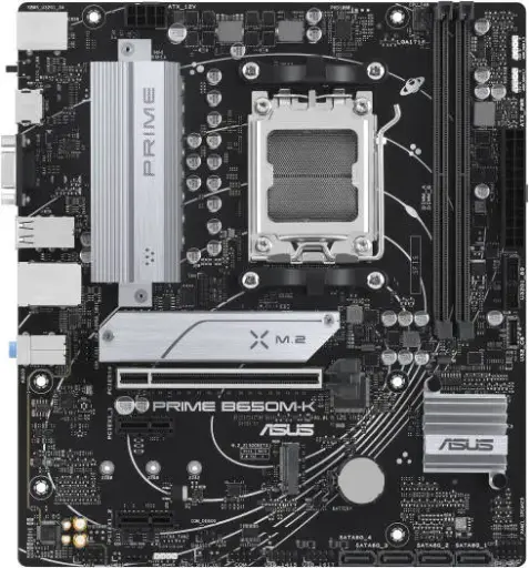 [90MB1F60-M0EAY0] ASUS PRIME B650M-K AM5 Micro-ATX Motherboard, AMD B650 Chipset, 2x DDR5 DIMM up to 96GB, PCIe 4.0 x16 Expansion, 2x M.2 Slots, 2.5Gb Ethernet, USB 3.2 and USB 2.0 Ports, VGA and HDMI 90MB1F60-M0EAY0