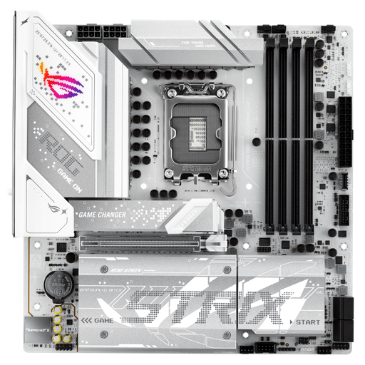[90MB1JF0-M0EAY0] ASUS ROG Strix B860-G WiFi LGA1851 Micro-ATX Motherboard, Intel B860 Chipset, 4x DDR5 DIMM up to 256GB, PCIe 5.0 x16 SafeSlot Expansion, 4x M.2 Slots, White 90MB1JF0-M0EAY0