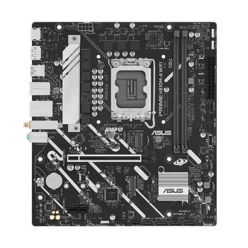 [90MB1KJ0-M0EAY0] ASUS PRIME H810M-A WiFi LGA1851 Micro-ATX Motherboard, Intel H810 Chipset, 2x DDR5 DIMM up to 128GB, PCIe 4.0 x16 Slot, 2x M.2 Storage Slots, Wi-Fi and Bluetooth Connectivity, Compact 90MB1KJ0-M0EAY0
