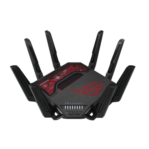 [90IG0850-MO9A0V] ASUS ROG Rapture GT-BE19000 WiFi 7 Tri-Band Gaming Router, 8 External Antennas, 12-Stream Design, Dual 10G Ethernet, Game Acceleration, Multi-Link Operation, Black, Model 90IG0850-MO9A0V
