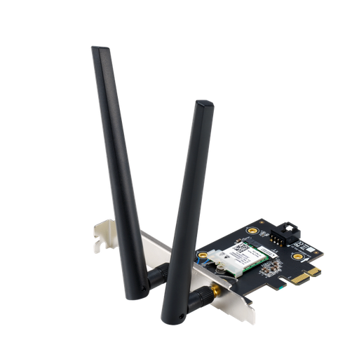 [90IG09G0-MO0B00] ASUS PCE-BE6500 WiFi 7 PCI-E Adapter with 2 External Antennas, 6GHz Band, 4096-QAM, Bluetooth 5.4, WPA3 Security, Model 90IG09G0-MO0B00