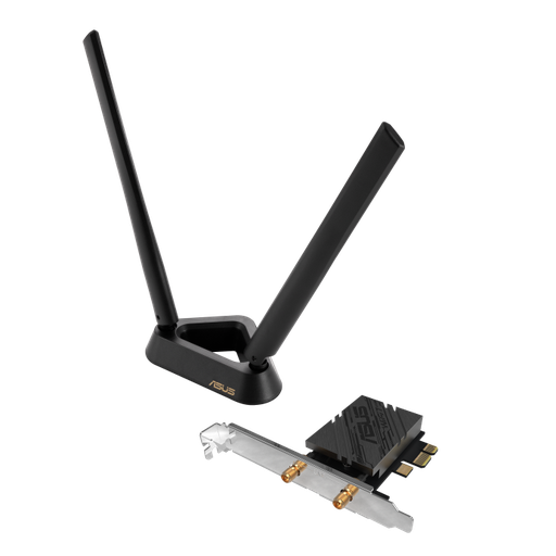 [90IG08U0-MO0B00] ASUS PCE-BE92BT WiFi 7 PCI-E Adapter with 2 External Antennas and Magnetized Base, 6GHz Band, Bluetooth 5.4, Compatible Only with Intel Motherboards, Model 90IG08U0-MO0B00