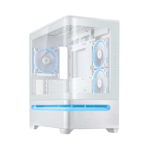 [90DC00P3-B19000] ASUS Prime AP202 ARGB MicroATX PC Case, Tempered Glass Side Panel, 3x ARGB Fans, Patented GPU Cooling Vent, Supports 360mm Radiator, Up to 420mm GPU, USB-C, Dust Filters, White 90DC00P3-B19000