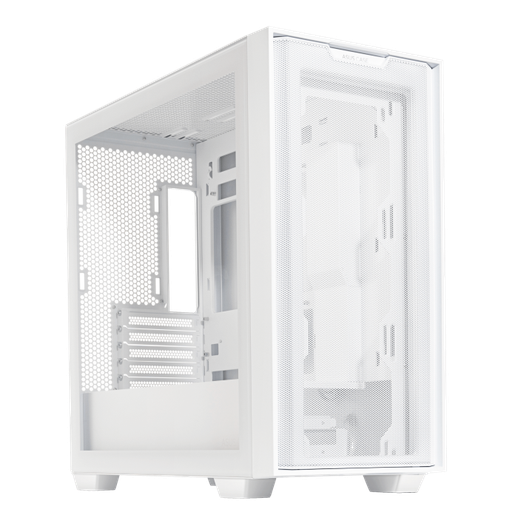 [90DC00H3-B19010] ASUS A21 Plus TG ARGB White MicroATX PC Case, Pre-Installed ARGB Fans, Mesh Front Panel, Hidden Port Motherboard Compatible, Supports 360mm Radiators & 380mm Graphics Cards 90DC00H3-B19010