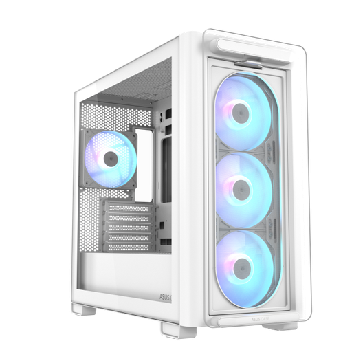 [90DC00K3-B19010] ASUS A23 Plus mATX PC Case, Tempered Glass Side Panel, Supports 380mm GPU, 4x 120mm ARGB Fans, USB 3.2 Gen2, Efficient Cable Management, White Edition, 1 Year Warranty 90DC00K3-B19010