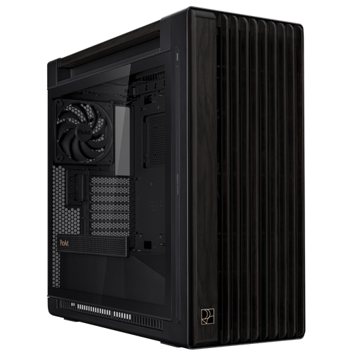 [90DC00J0-B09010] ASUS ProArt P602 Wood Edition Mid Tower Computer Case, 2x 200mm Front & 1x 140mm Pre-Installed Fans, Supports 420mm Radiator & 6 Fans, Dust Protection, Tempered Glass, Black 90DC00J0-B09010
