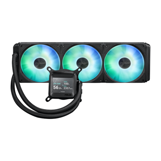 [90RC00Z1-B0EAY0] ASUS Prime LC 360 ARGB LCD CPU Liquid Cooler, 2.3" LCD Display, 360mm Radiator, 3x Prime LC 120mm Integrated Fans, 2500 RPM Speed, 77.22 CFM Airflow, High Performance Cooling, Black 90RC00Z1-B0EAY0