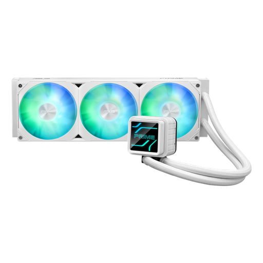 [90RC0102-B0EAY0] ASUS Prime LC 360 ARGB Liquid CPU Cooler, 360mm Radiator, 3x Prime LC 120mm Fans, 2200 RPM Speed, 75.7 CFM Airflow, 400mm Sleeved Rubber Tubing, High Performance Cooling, White 90RC0102-B0EAY0