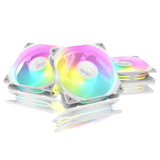 [90DA0093-B09020] ASUS TUF Gaming TR120 ARGB Standard Blade Fan, 120mm Triple Pack, Up to 2000 RPM Fan Speed, 77.4 CFM Airflow, Aura Sync Compatible, PWM Control, Optimized Cooling Performance, White 90DA0093-B09020