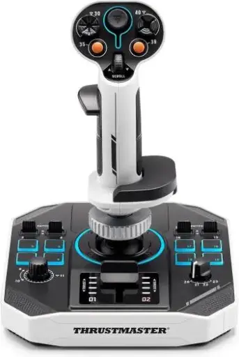 [TM-JSTK-SOLR] Thrustmaster Sol-R 1 Flightstick – Grip & Base with 44 Action Buttons, Dual Triggers, 2 Hat Switches, Ministick, Thumbwheel, Configurable Setup, 4 Stability Supports, High Axis Accuracy TM-JSTK-SOLR