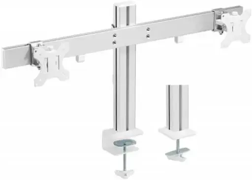 [91-LDT38C02] VEOTECH 91-LDT38C02 Dual Display Crossbar Monitor Arm – fits 17''-32'' screens up to 8kg, independent height adjustment, cable management, sleek White design. 91-LDT38C02
