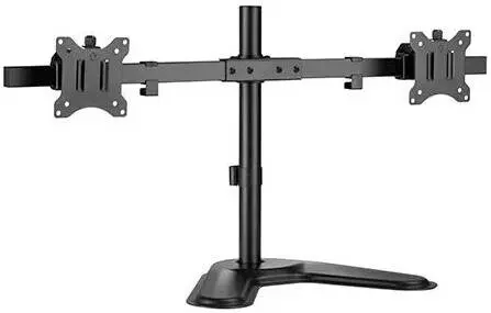 [91-LDT57T02] VEOTECH 91-LDT57T02 Pole Dual Screen Monitor Mount – fits 17''–32'' displays up to 9kg, tilt, swivel, rotation, quick-release VESA, cable management, Black. 91-LDT57T02
