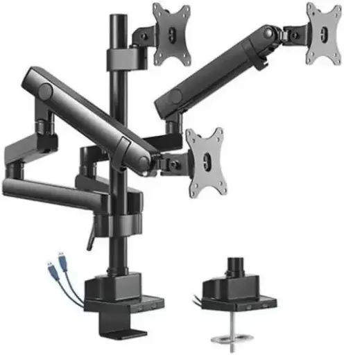 [91-LDT20C036UP] VEOTECH 91-LDT20C036UP Counterbalance Monitor Desk Mount – fits 17''-27'' monitors up to 7kg, 100x100 VESA, built-in 2x USB 3.0 ports & cable management, Black. 91-LDT20C036UP