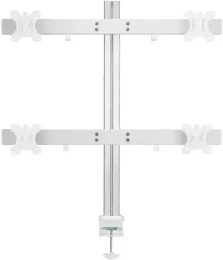 [91-LDT38C04] VEOTECH 91-LDT38C04 Quad Monitor Arm – fits 17''-32'' screens up to 8kg each, free-tilt, 360° rotary VESA, individual height adjustment & cable management, White. 91-LDT38C04