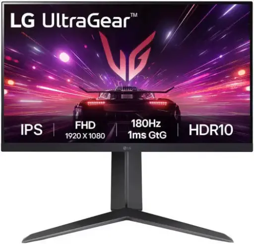 [24GS65F-B] LG 24GS65F-B UltraGear Gaming Monitor – 24'' FHD IPS display, 180Hz refresh rate, 1ms response, HDR10, AMD FreeSync & NVIDIA G-Sync, adjustable stand, sleek Black. 24GS65F-B