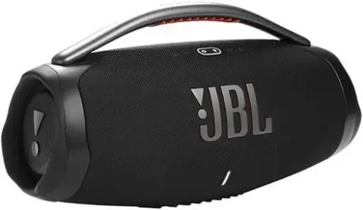 [BOOMBOX3-BK] JBL Boombox 3 Portable Bluetooth Speaker – 3-way sound with woofer, dual mids & tweeters, 24-hour playtime, pair 2 devices, metal handle with silicone grip, Black. BOOMBOX3-BK