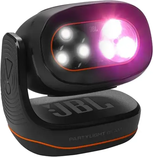 [JBLPLBEAMEU] JBL PartyLight Beam Bluetooth Projector – 4 RGB LEDs with 22W power, Bluetooth 5.3 connectivity, 2400–2483.5 MHz frequency range, vibrant light effects, sleek Black. Beam BK