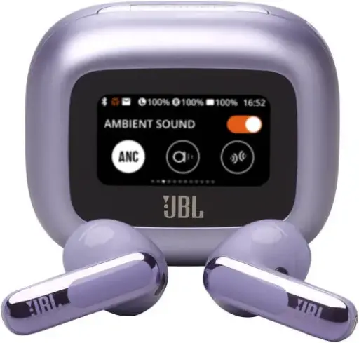 [JBLLIVEFLEX3PUR] JBL Live Flex 3 Wireless Earbuds – True Adaptive Noise Cancelling, High-Resolution JBL Signature Sound, 50H battery, BT 5.3, IP54 waterproof, open-stick design, Purple. JBLLIVEFLEX3PUR