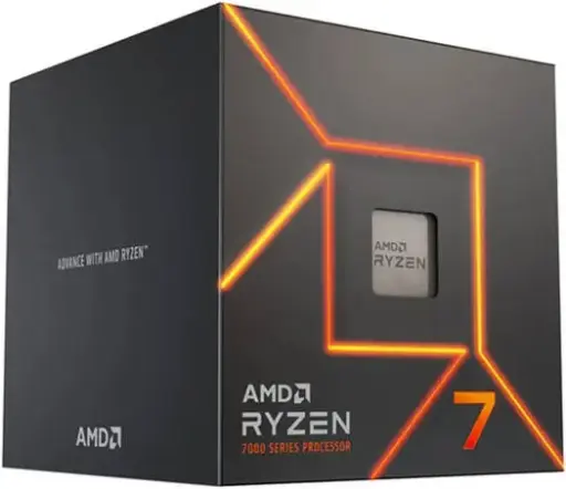 [100-100000592BOX] AMD Ryzen 7 7700 AM5 Processor, 8 cores & 16 threads, up to 5.3GHz boost, Radeon Graphics, DDR5-5200 support, includes Wraith Prism Cooler. 100-100000592BOX