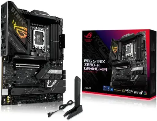 [90MB1K20-M0EAY0] ASUS ROG Strix Z890-H Gaming WiFi offers elite Intel performance with DDR5 support, Wi-Fi 7, PCIe 5.0, and optimized cooling for smooth gaming and creation 90MB1K20-M0EAY0
