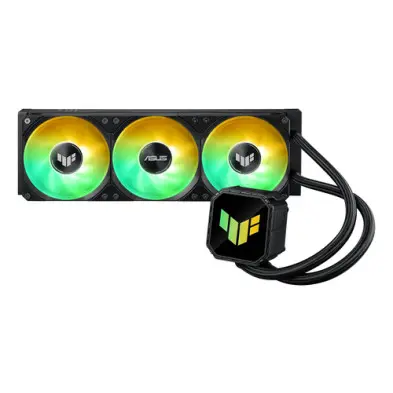 [90RC0191-B0EAY0] ASUS TUF Gaming LC III 360 ARGB Liquid Cooler ensures superior cooling with triple 120mm ARGB fans, 360mm radiator, and anti-vibration design for peak gaming stability 90RC0191-B0EAY0