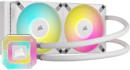 [CW-9061007-WW] Corsair iCUE H100i Elite Capellix XT 240mm Liquid CPU Cooler with copper cold plate, aluminum radiator, and 2400 RPM fans for elite cooling. CW-9060072-WW