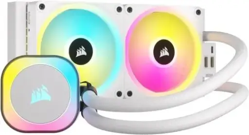 [CW-9061005-WW] CORSAIR iCUE LINK H100i 240mm RGB AIO Liquid CPU Cooler with dual QX120 RGB fans, 63.1 CFM airflow, and wide Intel & AMD compatibility. CW-9061005-WW