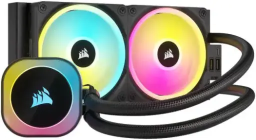 [CW-9061001-WW] Corsair iCUE LINK H100i 240mm RGB AIO Liquid CPU Cooler, 240mm Radiator with QX120 RGB Fans, Up to 2400 RPM Speed, 63.1 CFM Airflow, Intel 1700 & AMD AM5 Sockets, Black  CW-9061001-WW