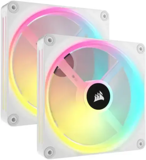 [CO-9051008-WW] Corsair iCUE LINK QX140 RGB 140mm PWM Fans Starter Kit with 2000 RPM speed, 82.5 CFM airflow, magnetic dome bearings, and Zero RPM mode — dual pack. CO-9051008-WW
