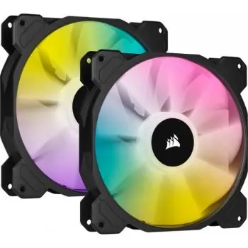 [CO-9050111-WW] Corsair iCUE SP140 RGB Elite 140mm Dual Fan Kit delivers high-performance cooling with vivid lighting and Lighting Node CORE control. CO-9050111-WW