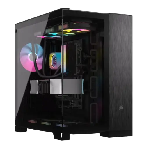 [CC-9011283-WW] Corsair 6500X Dual-Chamber Mid-Tower Case with panoramic tempered glass, 360mm radiator & 10-fan support, and reverse connection MB design. CC-9011283-WW
