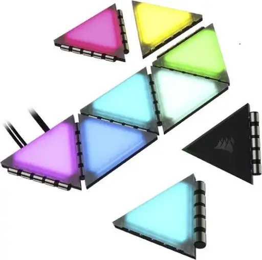 [CL-9011115-WW] Corsair iCUE LC100 Accent Lighting Panels 9-Tile Kit with 81 RGB LEDs, magnetic mounting, light diffusion, and included Lighting Node PRO. CL-9011115-WW