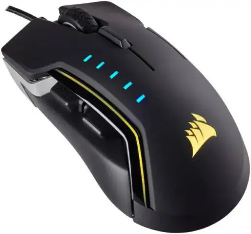 [CH-9302111-NA] Corsair GLAIVE RGB Wired Gaming Mouse with PMW3367 sensor, 16K DPI precision, 6 programmable buttons, Omron switches, and aluminum frame. CH-9302111-NA