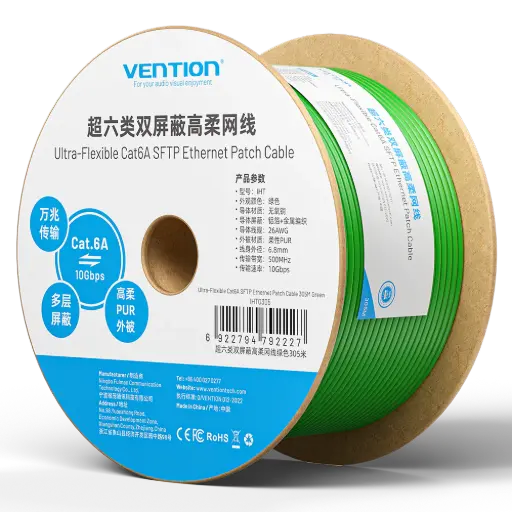 [IHKG305] VENTION Ultra-Flexible Cat6A SFTP Ethernet Patch Cable 305M Green Model # IHKG305