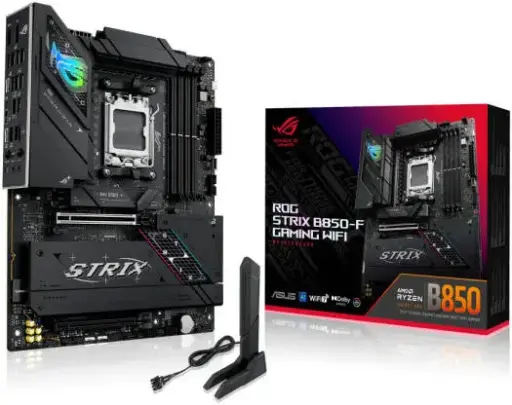 [90MB1J70-M0EAY0] ASUS ROG Strix B850-F Gaming WiFi AM5 ATX Motherboard featuring AMD B850 Chipset, 4x DIMM DDR5 Slots up to 192GB, PCIe 5.0 x16 SafeSlot, 4x M.2 Slots, and fast WiFi & BT connectivity 90MB1J70-M0EAY0