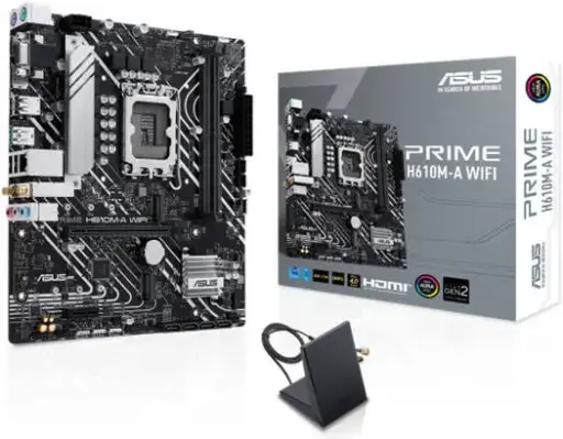 [90MB1G00-M0EAY0] ASUS Prime H610M-A Wi-Fi mATX LGA1700 motherboard with DDR5 up to 96GB, PCIe 4.0 x16, 2x M.2 slots, and reliable Wi-Fi 5 & BT5 connectivity 90MB1G00-M0EAY0