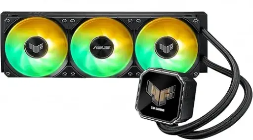[90RC01A1-B0EAY0] ASUS TUF Gaming LC III 360 LCD ARGB AIO cooler with a 360mm radiator, vibrant LCD display, and powerful cooling performance for high-end CPUs 90RC01A1-B0EAY0