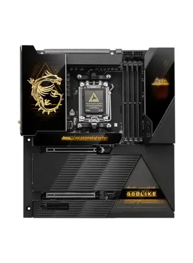 [911-7E48-001/003/006] MSI MEG X870E GODLIKE motherboard with premium AM5 platform, extreme overclocking power, DDR5 support, Wi-Fi 7, and next-gen connectivity. 911-7E48-001