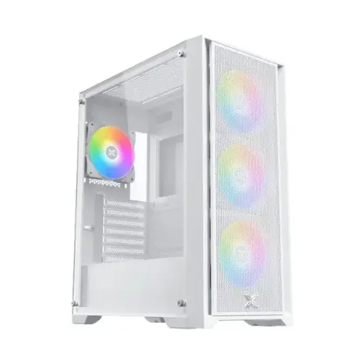 [EN42867] Xigmatek Gaming X II Arctic E-ATX Case with elegant mesh design, strong airflow, ARGB lighting, 360mm radiator support, and premium white finish. EN42867