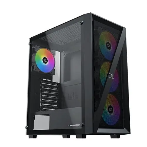 [EN40887] Xigmatek Blade RGB ATX Mid-Tower Case with stylish RGB lighting, tempered glass side panel, optimized airflow, and spacious hardware support. EN40887