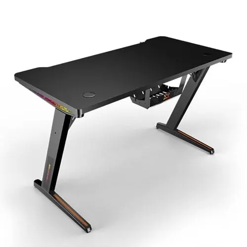 [EN46850] Xigmatek Apex Two RGB Gaming Desk — a stylish, durable setup with integrated RGB lighting, spacious surface, and reinforced steel frame for gamers who want performance and aesthetics. EN46850