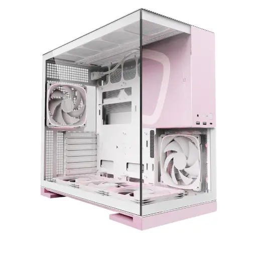 [GEO-M5F-WPK] Geometric Future Model 5F Glass case delivers a stylish white-pink design, tempered glass panel, and optimized airflow for modern gaming setups. GEO-M5F-WPK