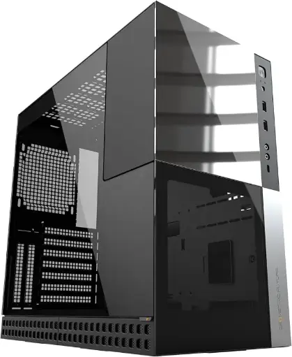 [GEO-M4-CAL] Geometric Future M4 Caliburn case features a vertical air-tunnel design, sturdy 1.2mm steel build, tempered glass, Type-C I/O, radiator support, and vertical GPU mounting. GEO-M4-CAL
